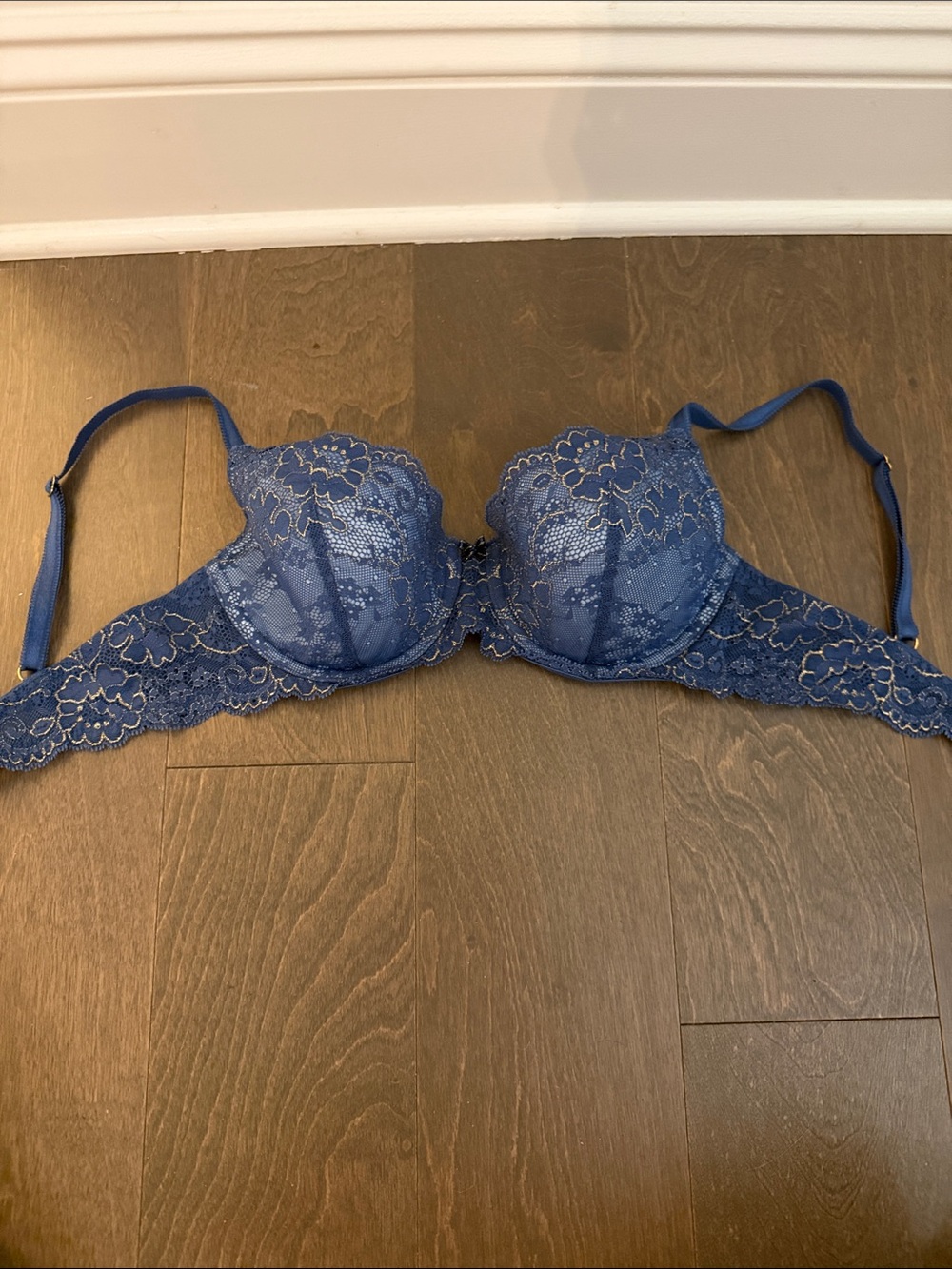 Blue and Gold Lace Underwire Bra - dream angels demi
